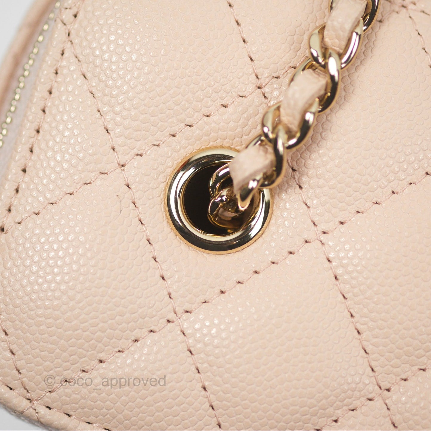 Chanel Vanity with Classic Chain Light Beige Caviar Gold Hardware 22C