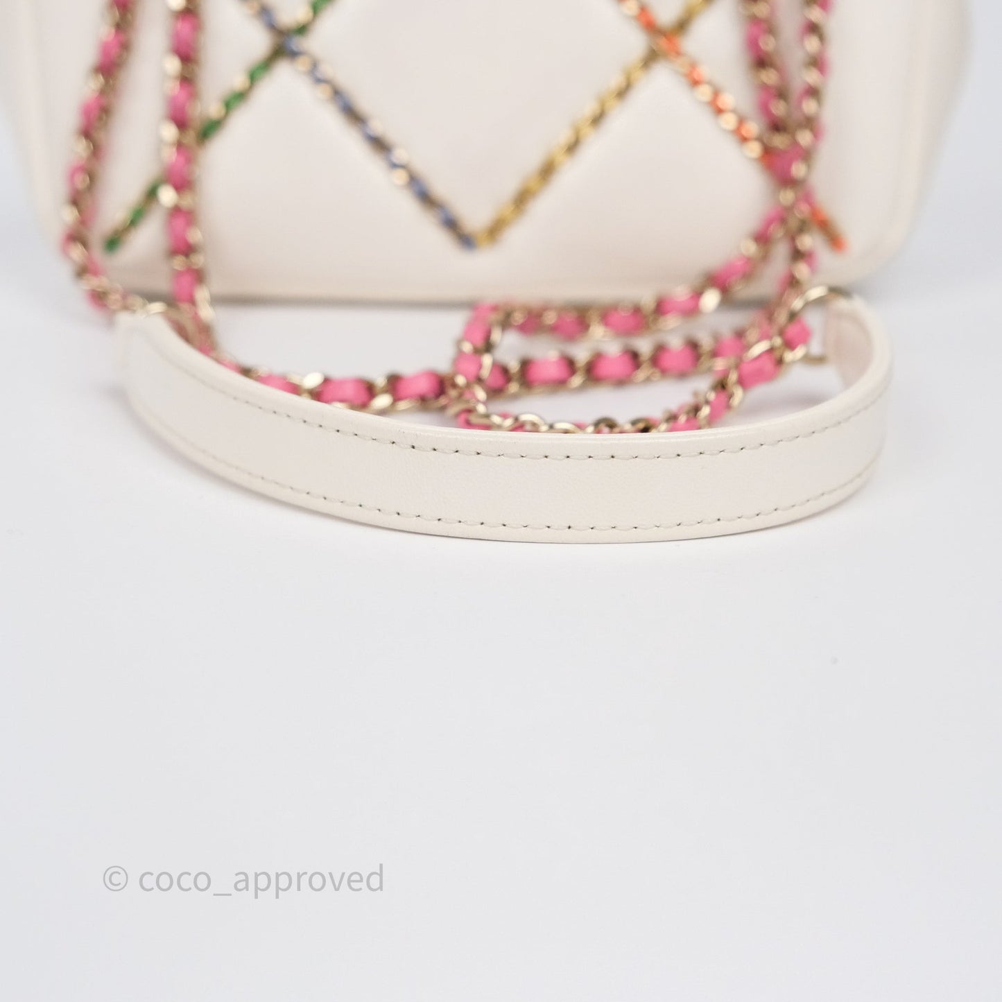 Chanel Small Entwined Chain Flap White Lambskin Gold Hardware
