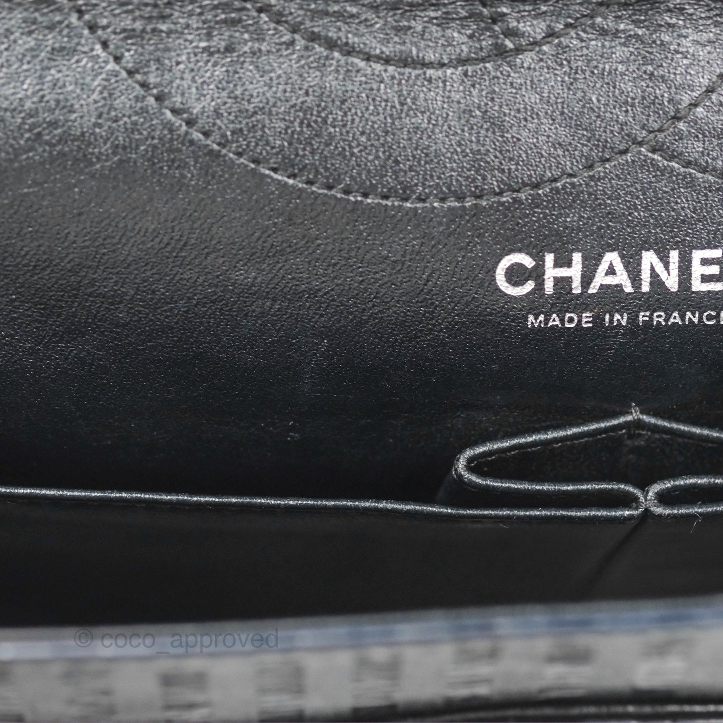 Chanel Reissue 227 Flap Quilted Calfskin Black Striped Dark Silver Hardware