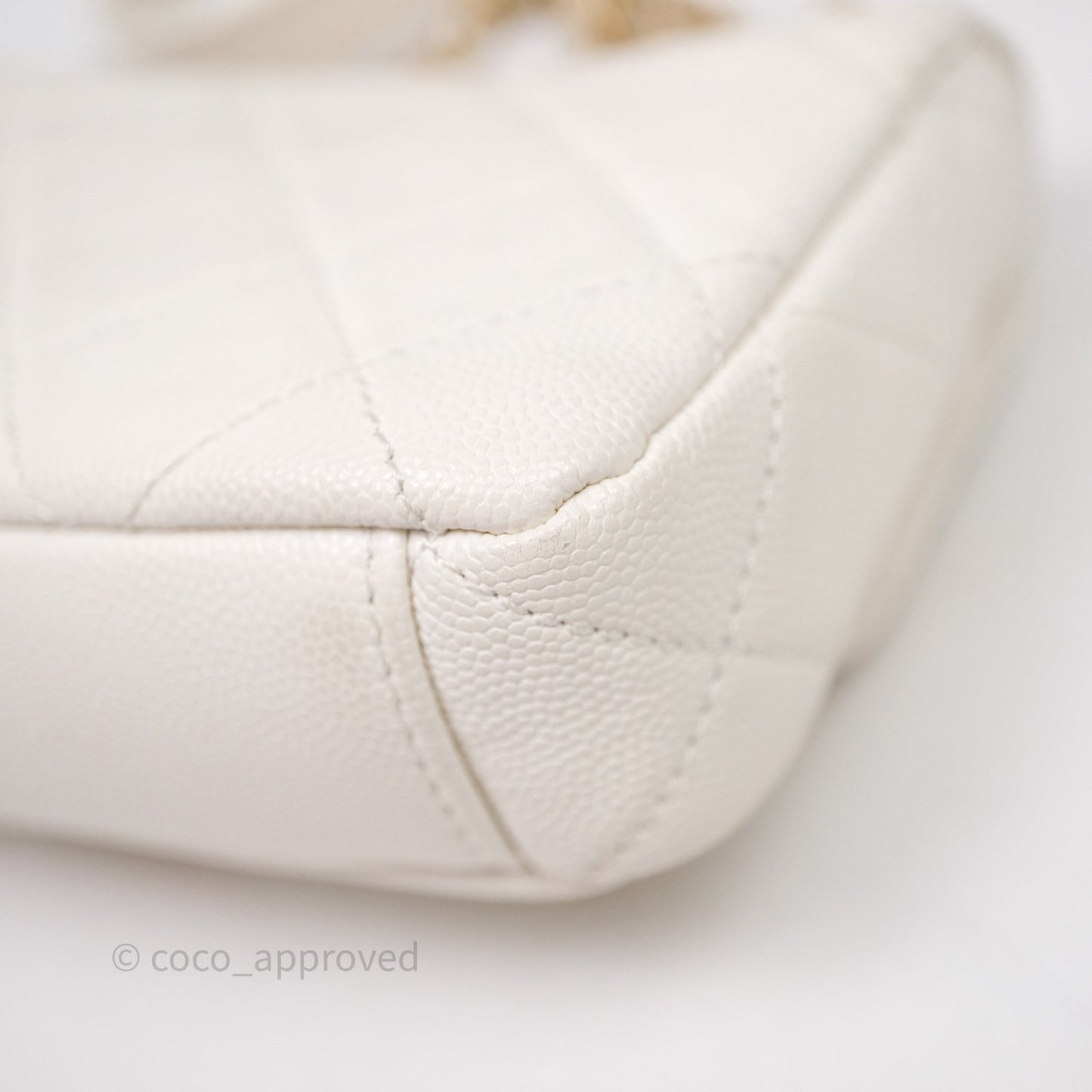 Chanel Mini Flap White Caviar Bag Double Chain Gold Hardware