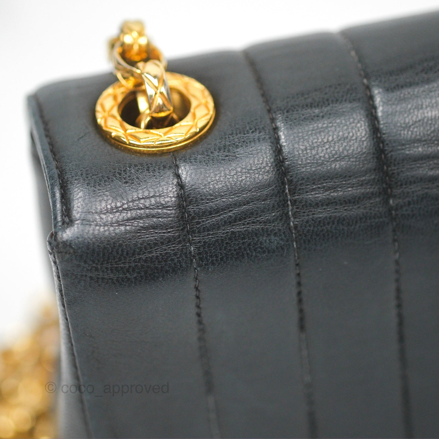 Chanel Vintage Mini Bijoux Chain Flap Black Lambskin Gold Hardware