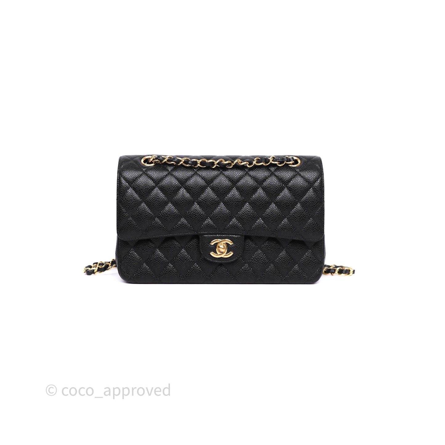 Chanel Classic M/L Medium Flap Quilted Black Caviar Gold Hardware