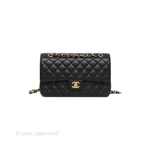 Chanel Classic M/L Medium Flap Quilted Black Caviar Gold Hardware