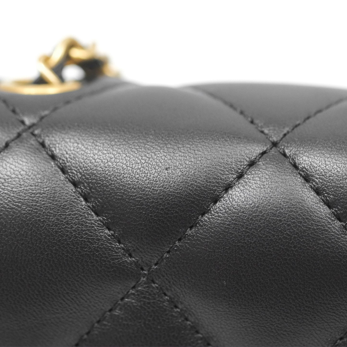 Chanel Mini Flap Bag With Heart CC Charm Black Lambskin Aged Gold Hardware 22B