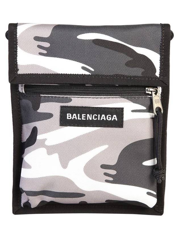 Luxury Balenciaga Logo Patch Camouflage Print Cross Bag Grey