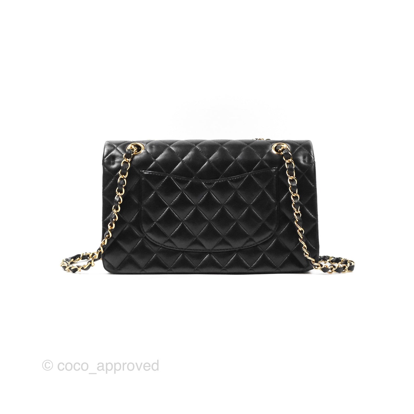 Chanel Classic M/L Medium Flap Quilted Black Lambskin Gold Hardware