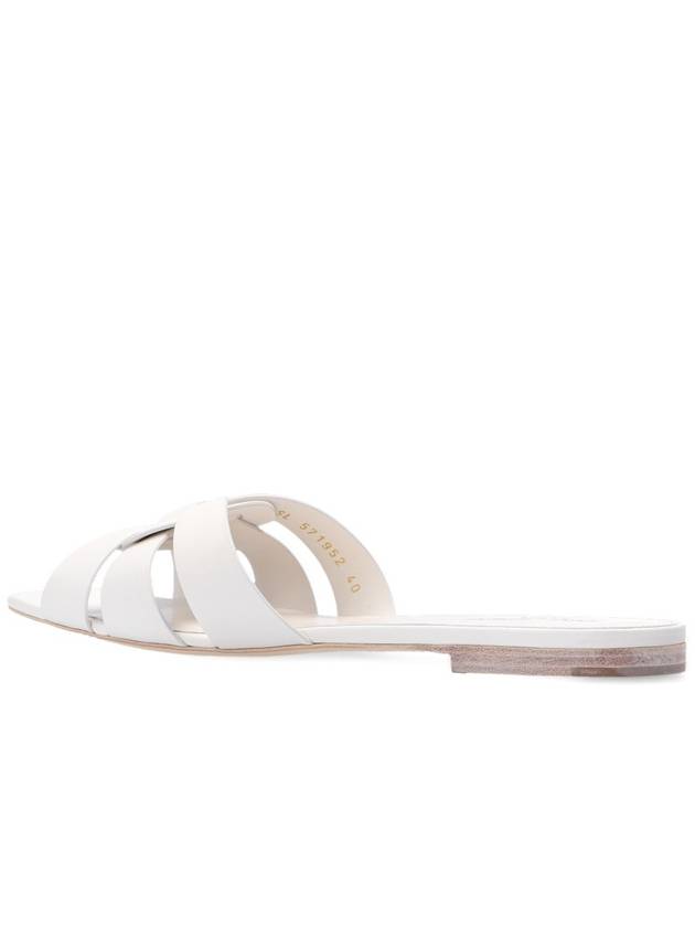Luxury Saint Laurent Tribute Smooth Leather Mules White
