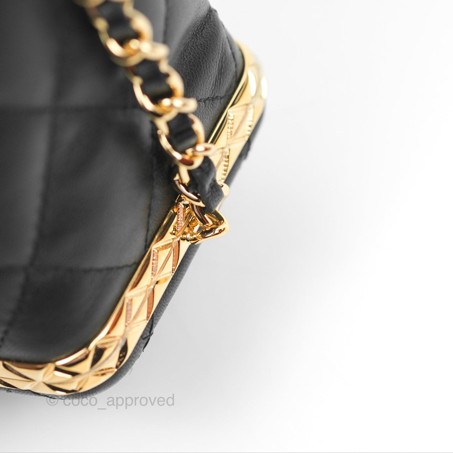 Chanel Small Bucket With Chain Black Lambskin Gold Hardware