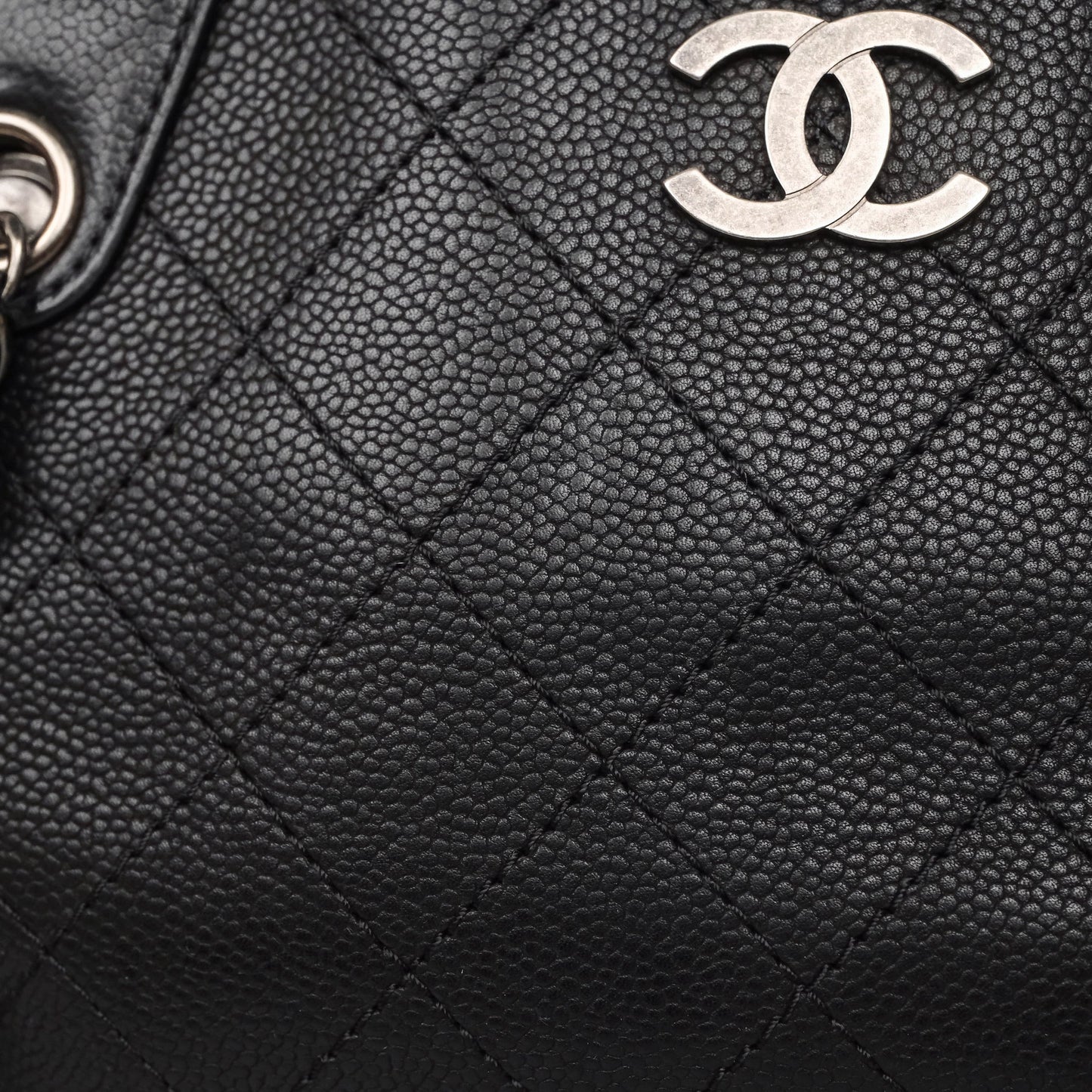 Chanel Quilted Shopping Tote Black Caviar Ruthenium Hardware