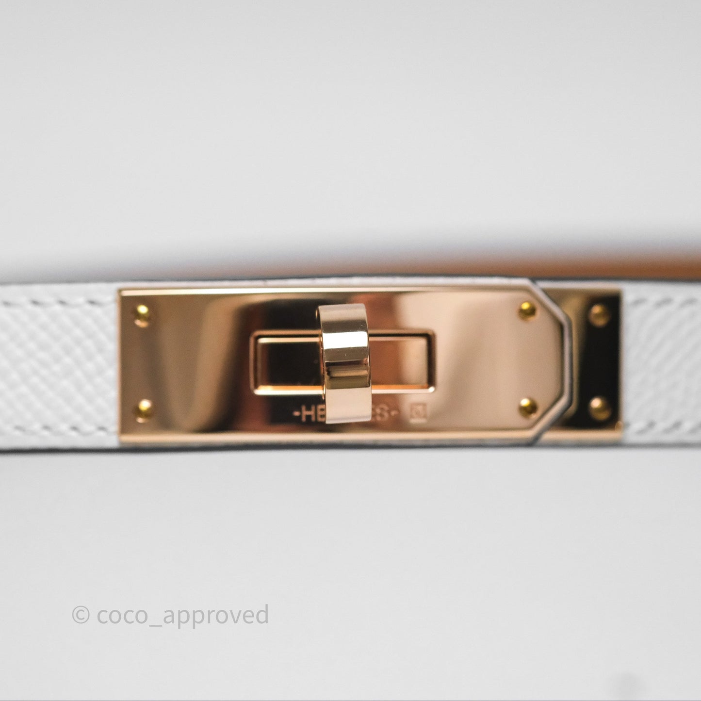 Hermès Kelly 18 Belt 01 Blanc White Epsom Rose Gold Hardware