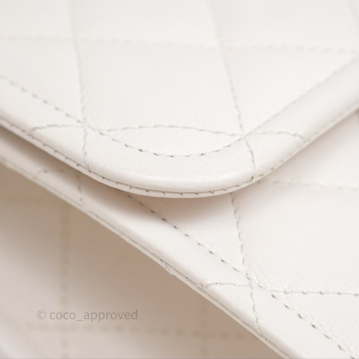 Chanel Large Quilted Sweet Classic Flap White Caviar Aged Gold Hardware