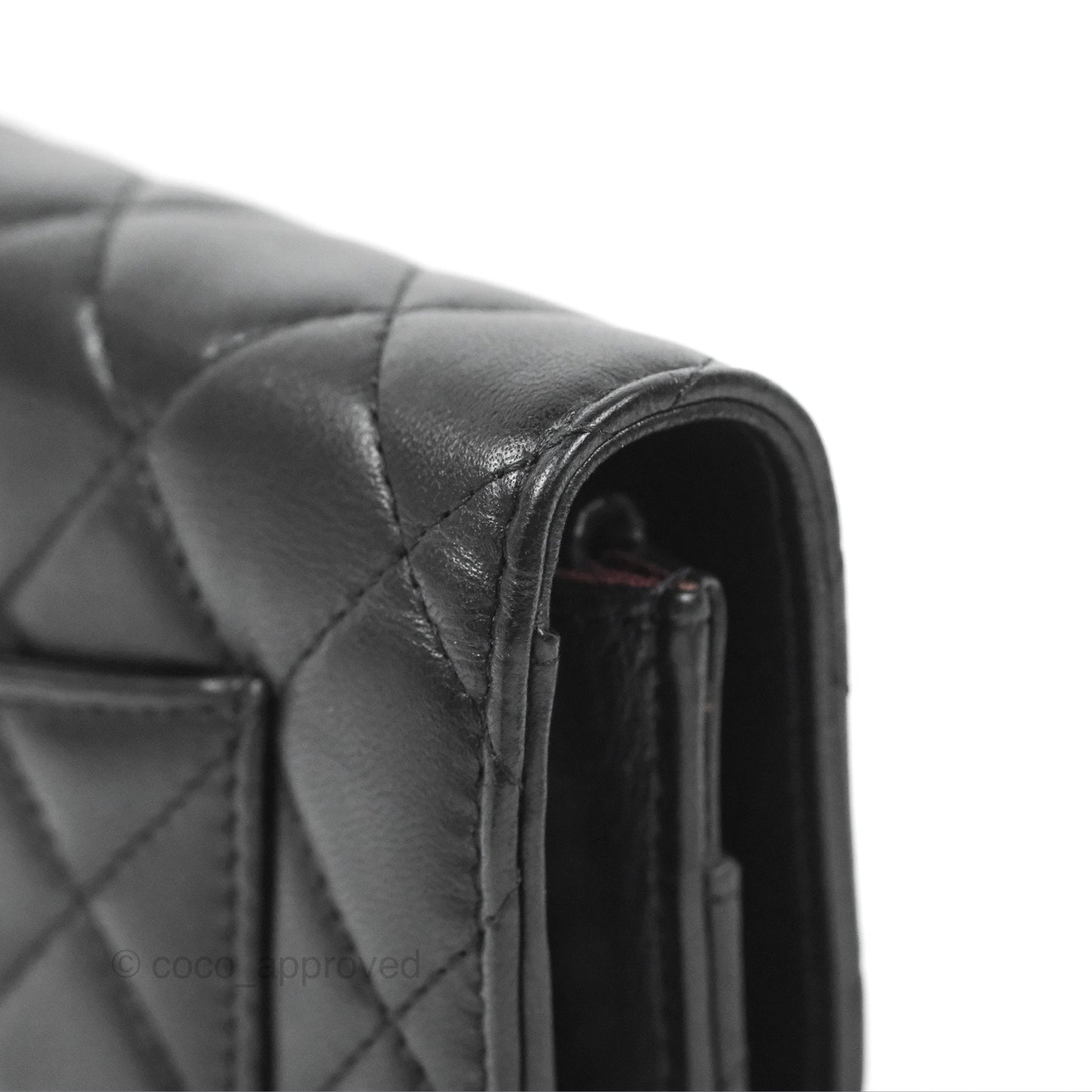 Chanel Quilted Classic Wallet On Chain WOC Black Lambskin Silver Hardware