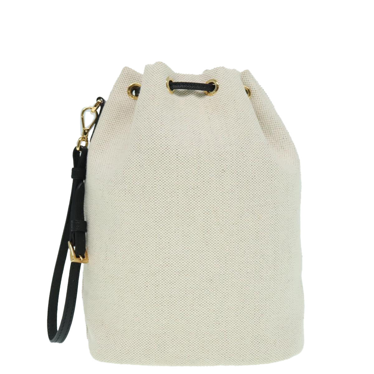 Luxury Prada Canvas Drawstring Bag Pouch White  93807