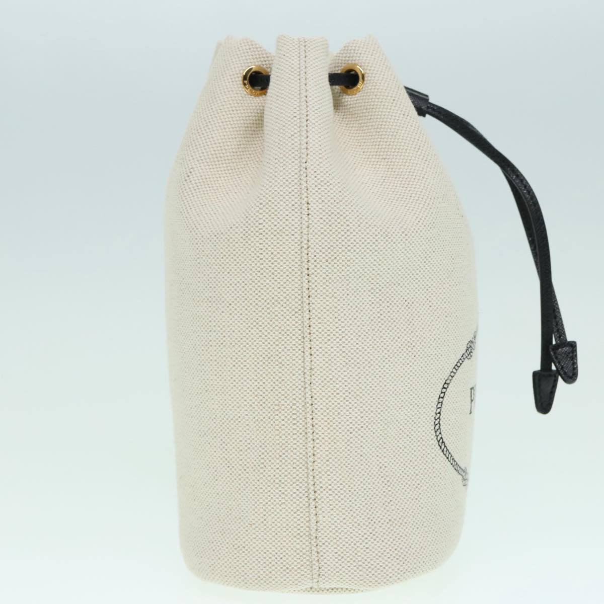 Luxury Prada Canvas Drawstring Bag Pouch White  93807