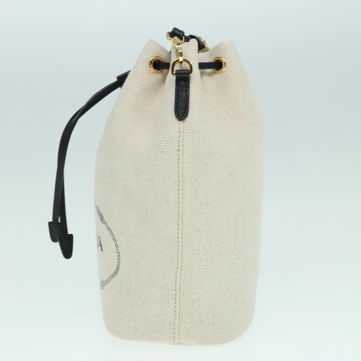 Luxury Prada Canvas Drawstring Bag Pouch White  93807