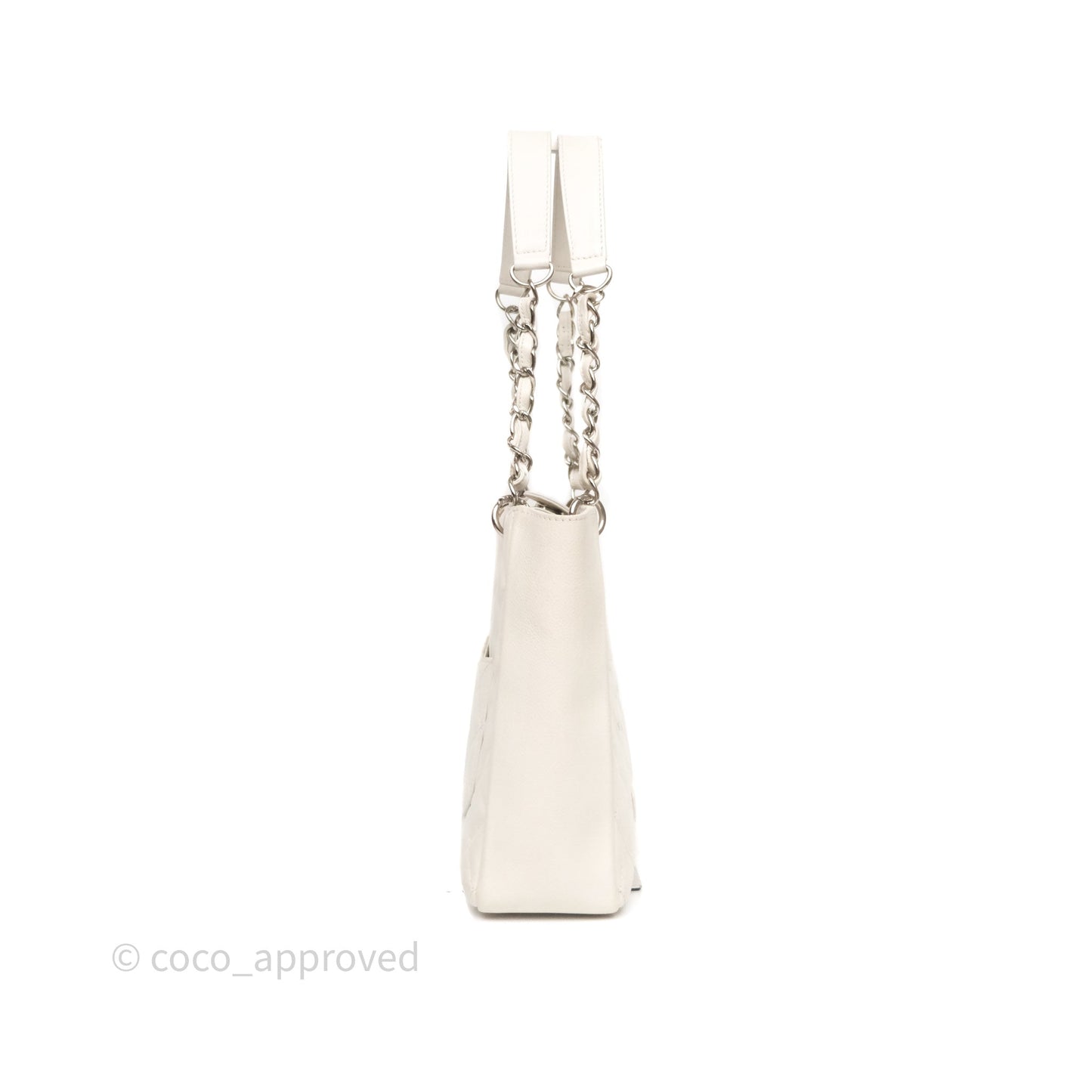 Chanel Vertical GST White Caviar Silver Hardware