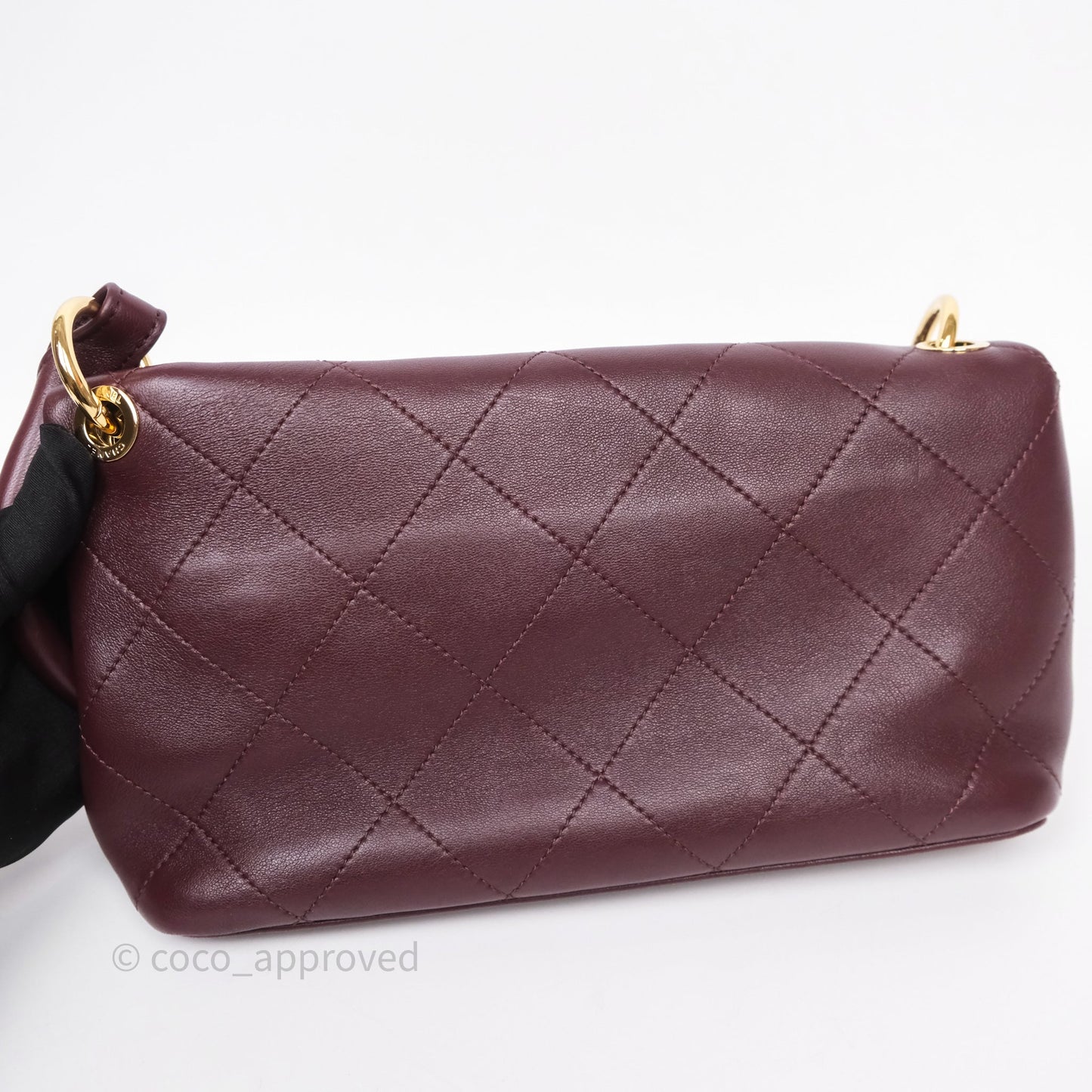 Chanel Quilted Shoulder Flap Bag Red Burgundy Lambskin Gold Hardware