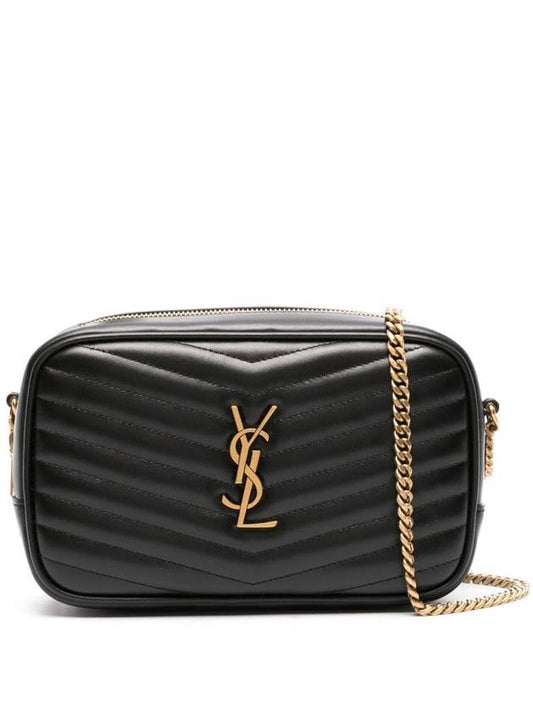 Luxury Saint Laurent Lou Small Leather Cross Bag Black