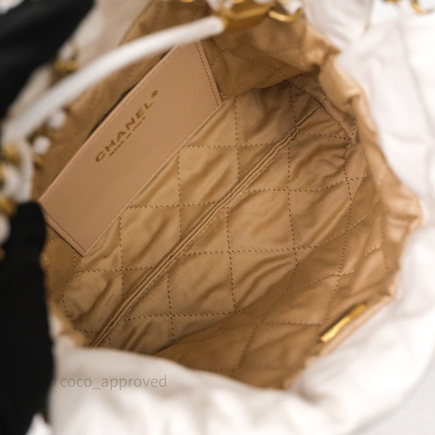 Chanel 22 Mini Bag White Calfskin Aged Gold Hardware