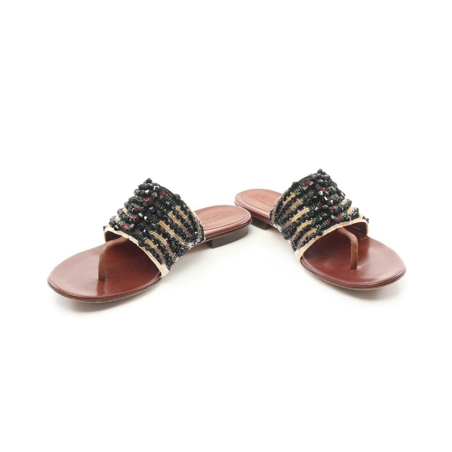 Luxury Gucci Trending 2025 Sandals Thong sandals Leather Brown Black Beads