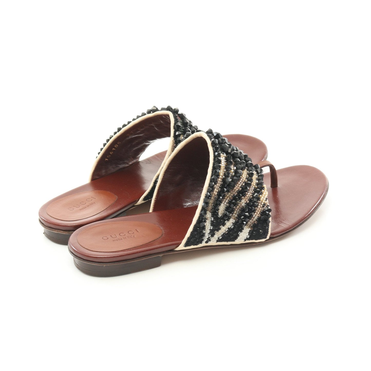 Luxury Gucci Trending 2025 Sandals Thong sandals Leather Brown Black Beads