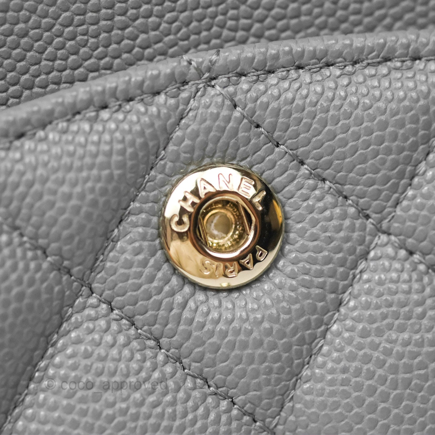 Chanel Small Classic Quilted Flap Grey Caviar Gold Hardware