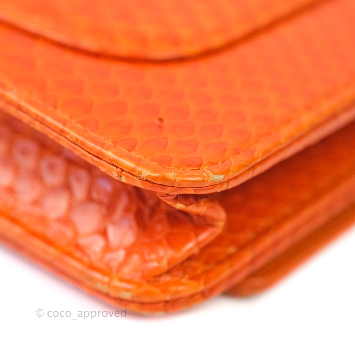 Chanel Wallet on Chain WOC Orange Python Aged Gold Hardware