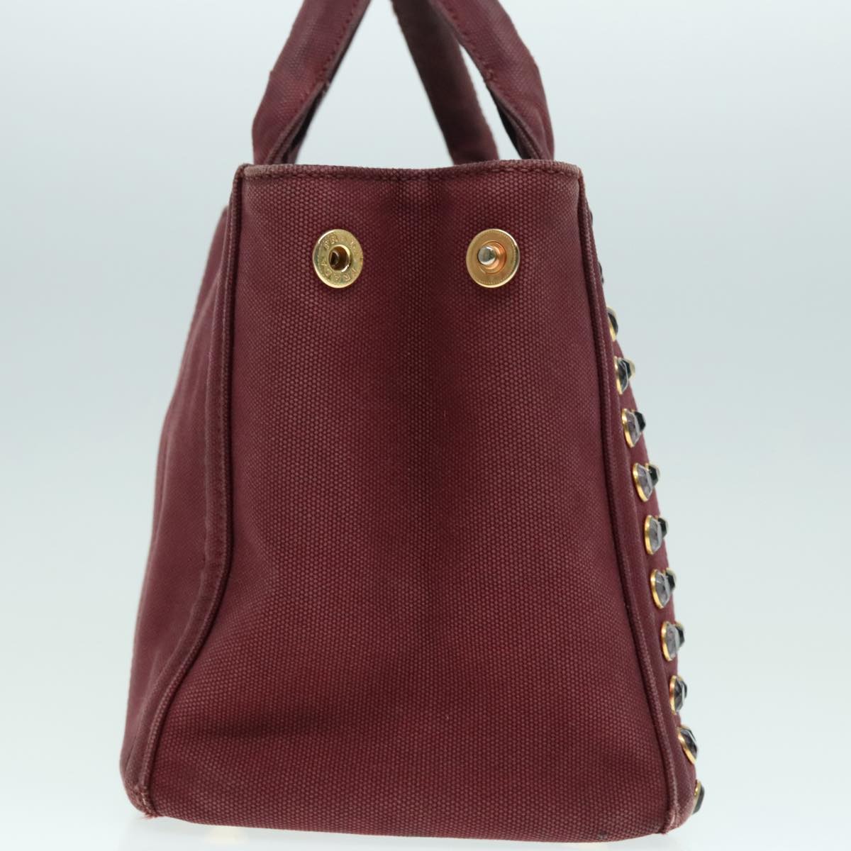 Luxury Prada Bijoux Kanapa PM Hand Bag Canvas Wine Red  93874