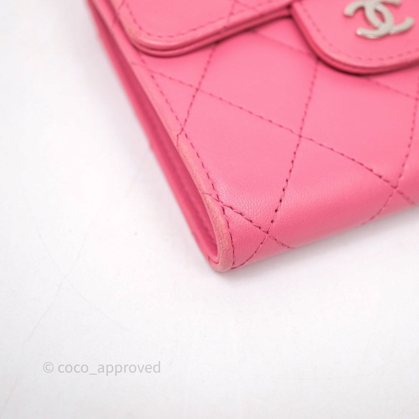 Chanel Classic Flap Wallet Pink Lambskin Silver Hardware