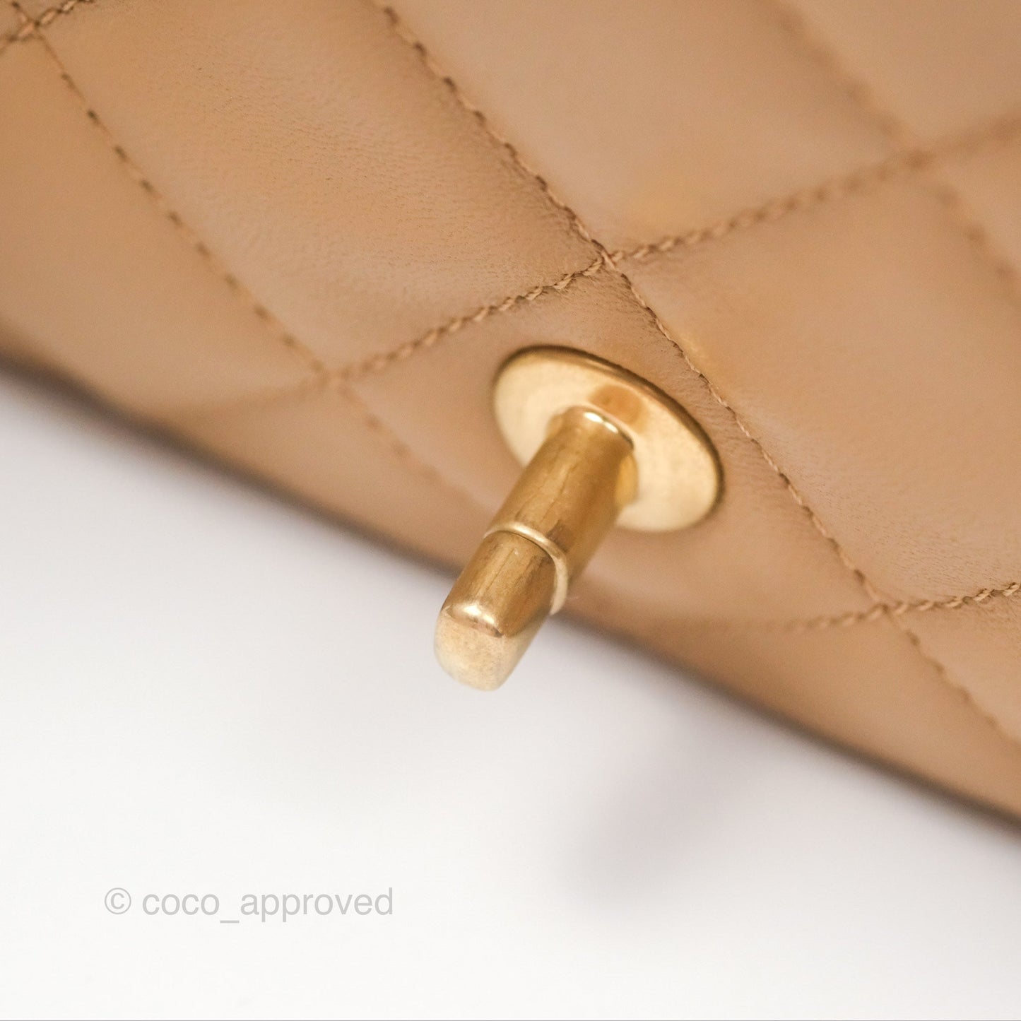 Chanel Mini Flap Bag With Heart CC Charm Beige Lambskin Aged Gold Hardware 22B