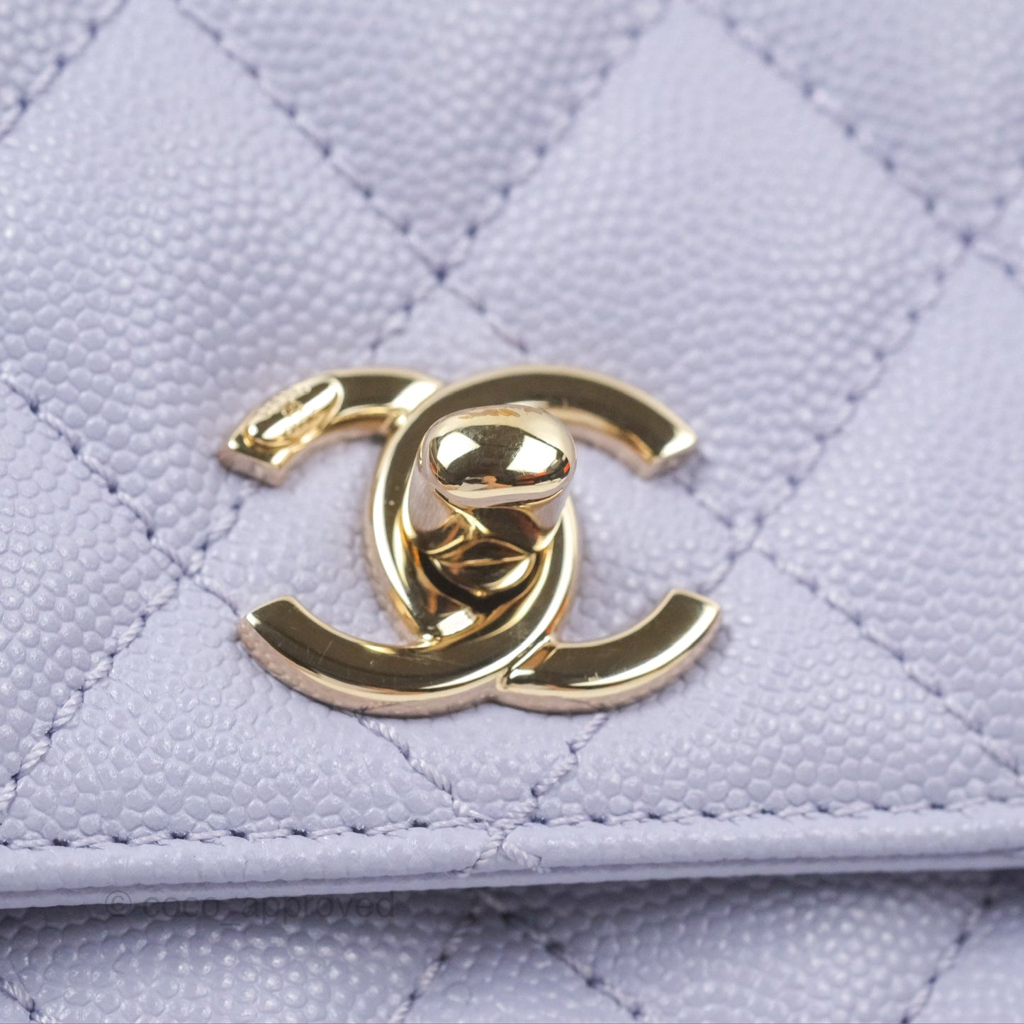 Chanel Small Coco Handle Lilac Caviar Gold Hardware