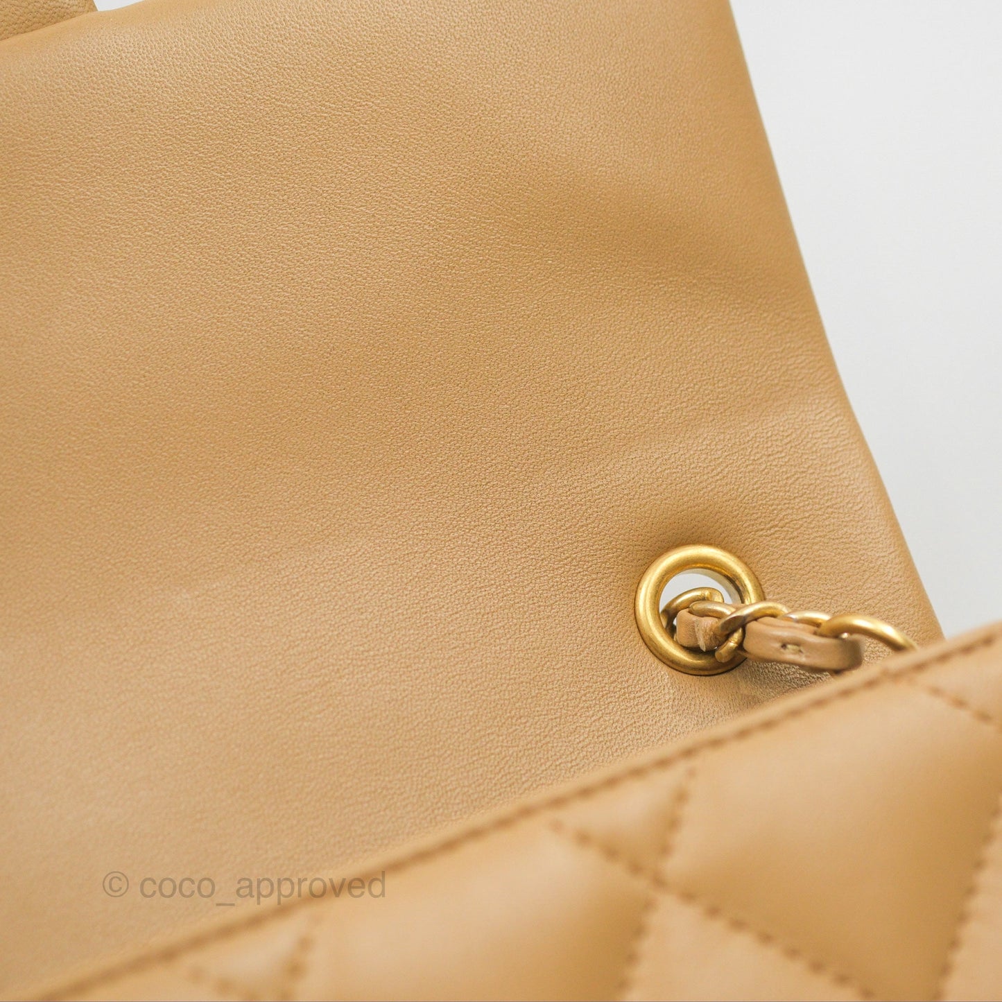 Chanel Mini Flap Bag With Heart CC Charm Dark Beige Lambskin Aged Gold Hardware