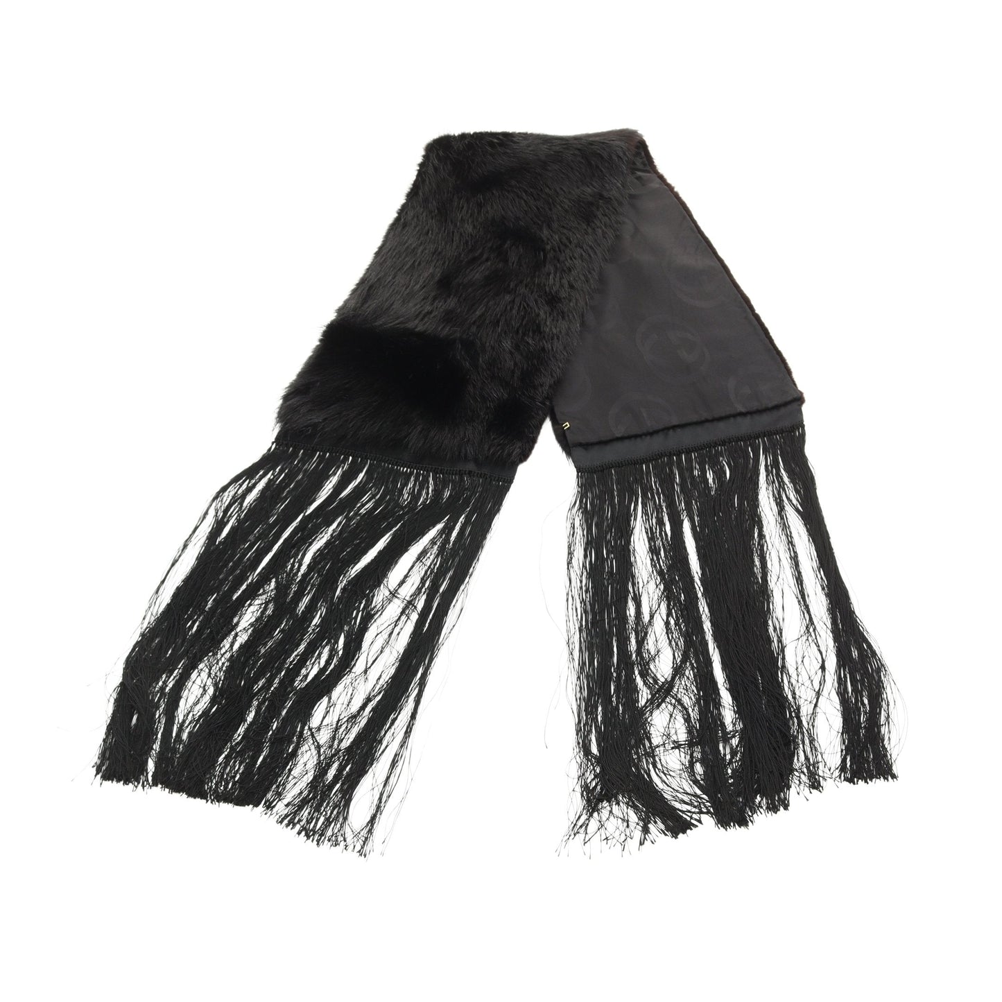 Luxury Gucci Trending 2025 Scarf Fringe Beaver Silk Black