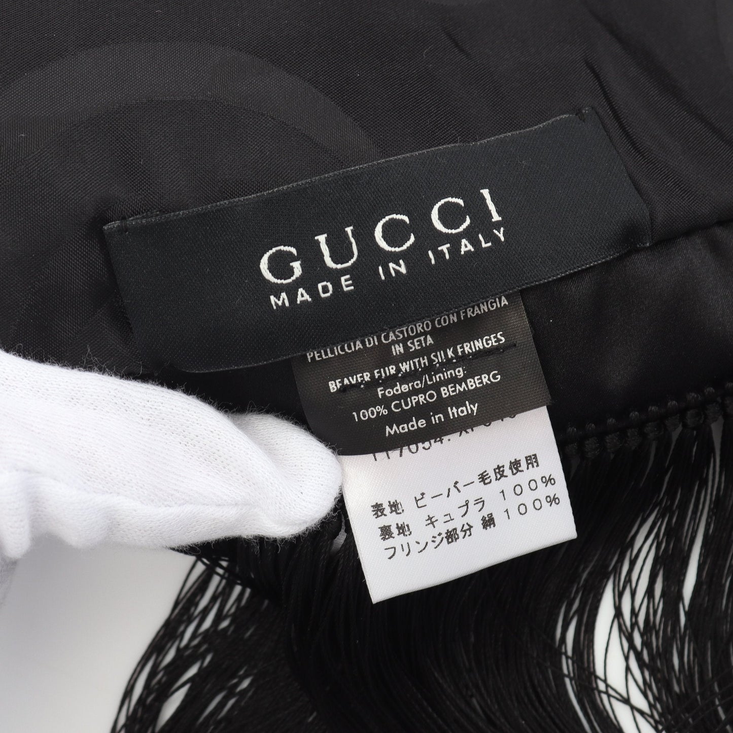 Luxury Gucci Trending 2025 Scarf Fringe Beaver Silk Black