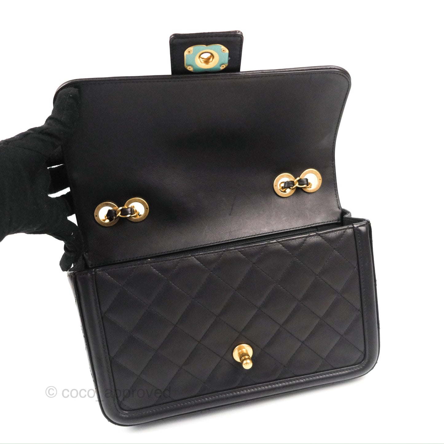 Chanel Quilted Medium Elegant CC Flap Black Lambskin Gold Hardware