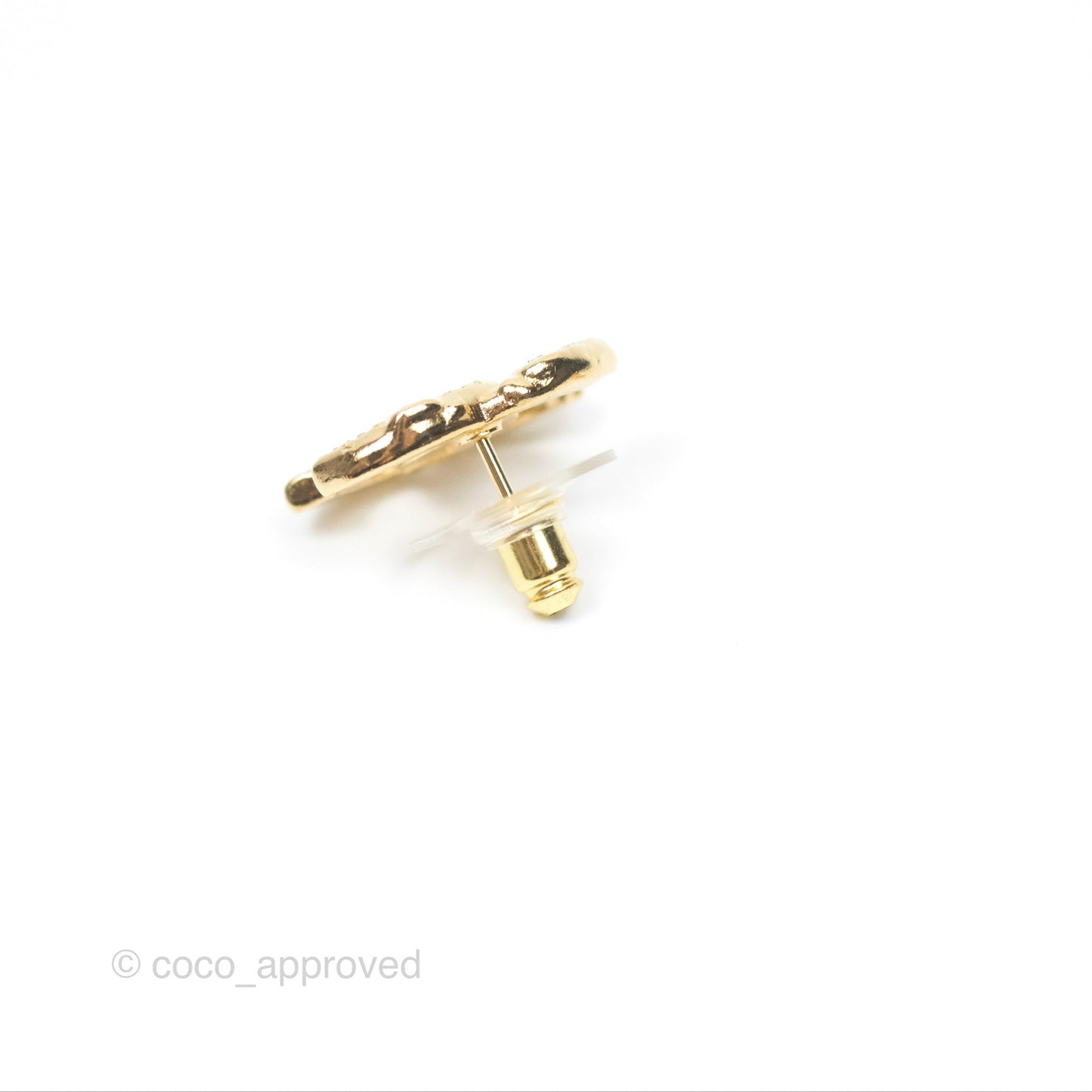 Chanel CC Crystal Earrings Gold Tone 24S