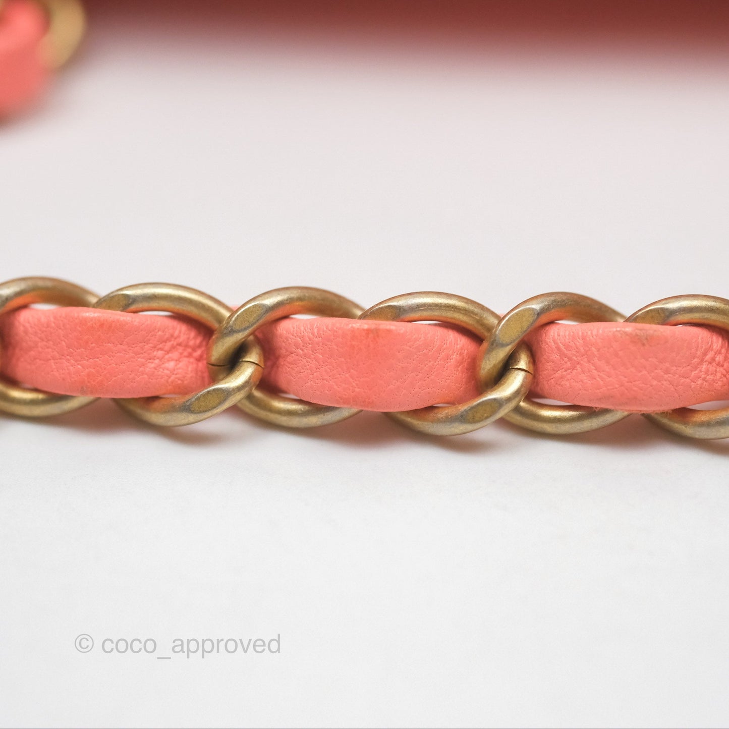Chanel Chevron Mini Rectangular Flap Peach Pink Lambskin Aged Gold Hardware