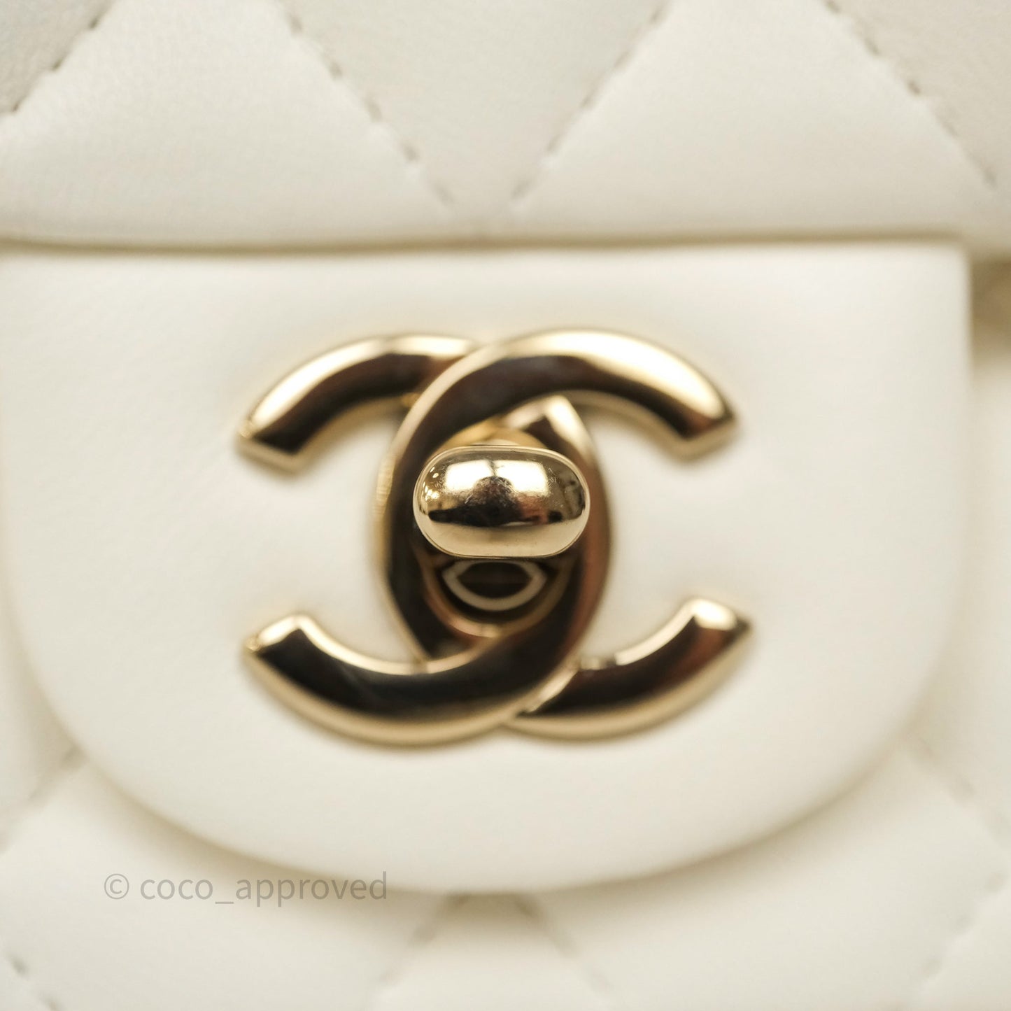 Chanel Quilted Mini Square White Lambskin Gold Hardware