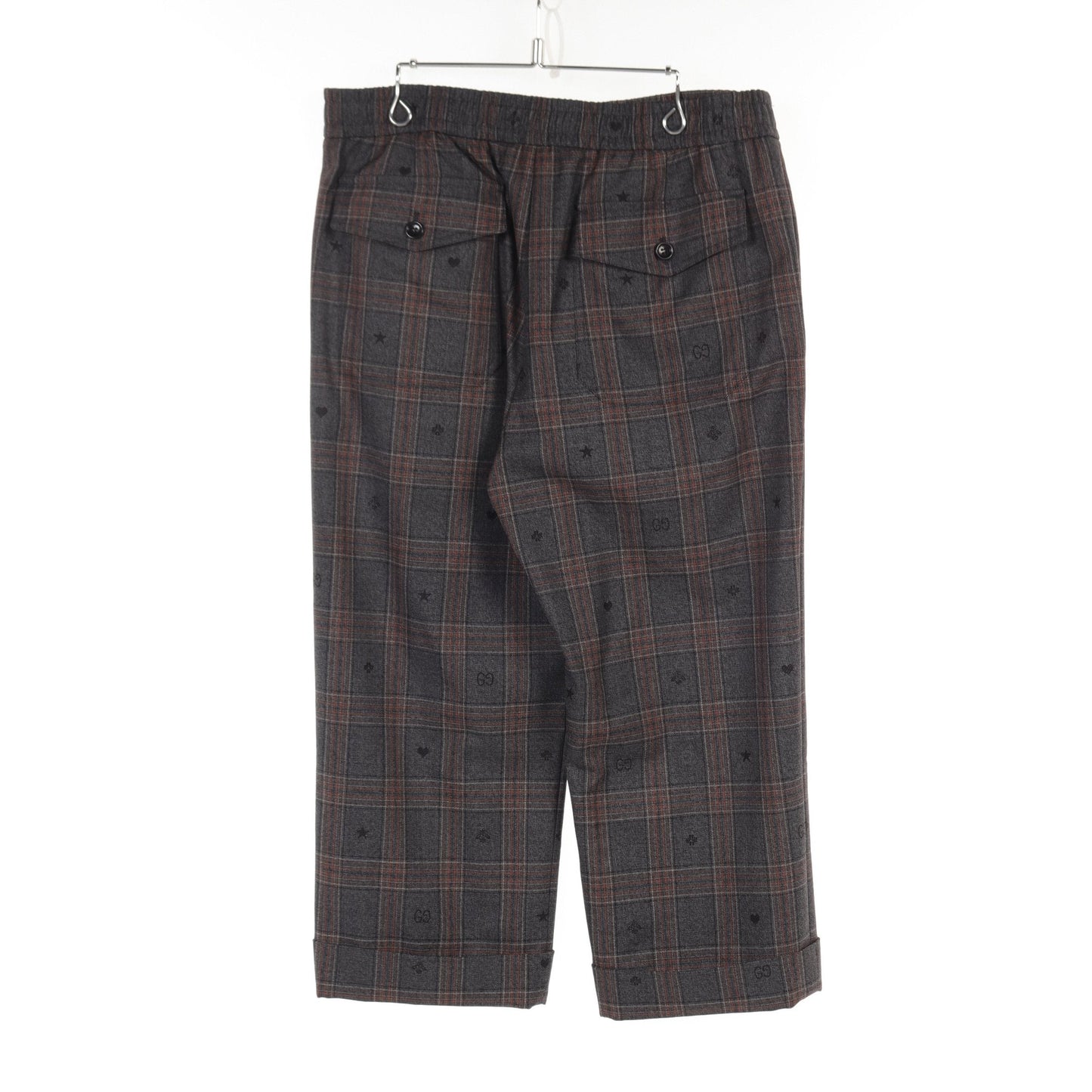 Luxury Gucci Trending 2025 Symbols Check Wool Pants Pants Check Icon pattern Wool Gray Multicolor