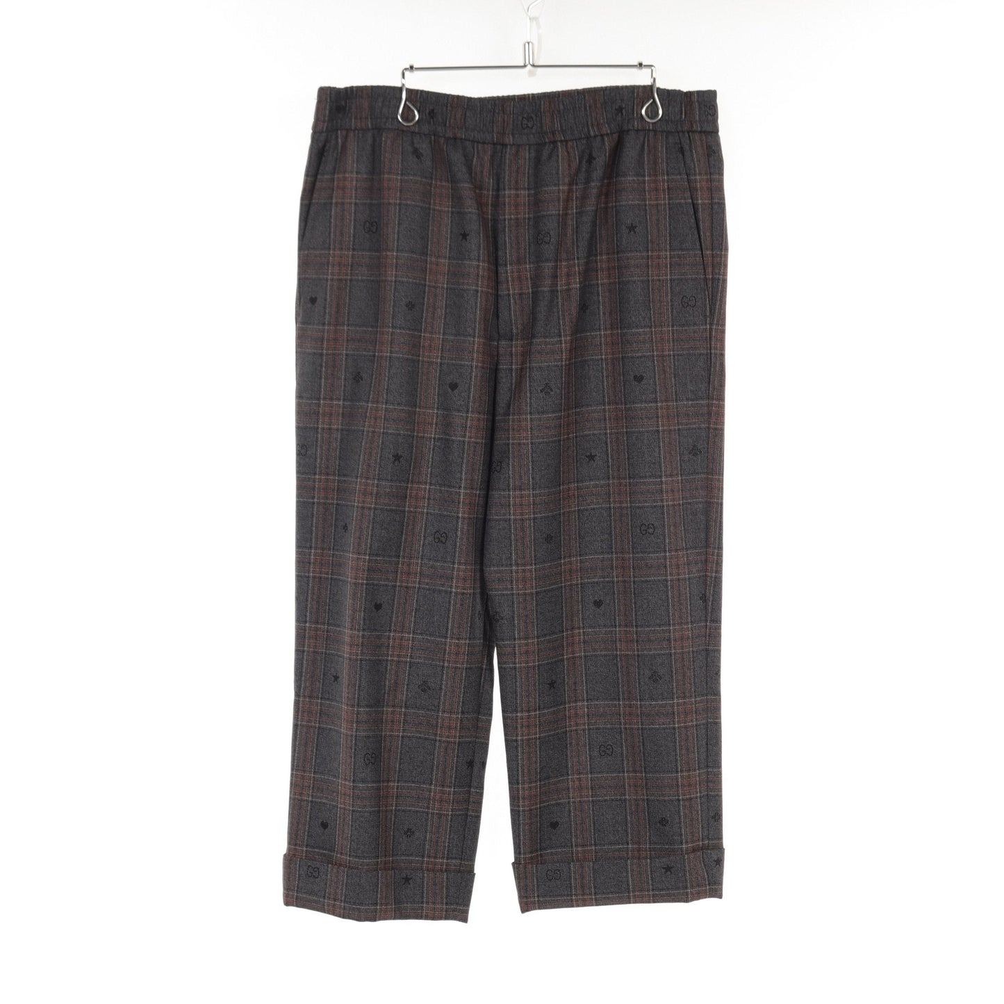 Luxury Gucci Trending 2025 Symbols Check Wool Pants Pants Check Icon pattern Wool Gray Multicolor
