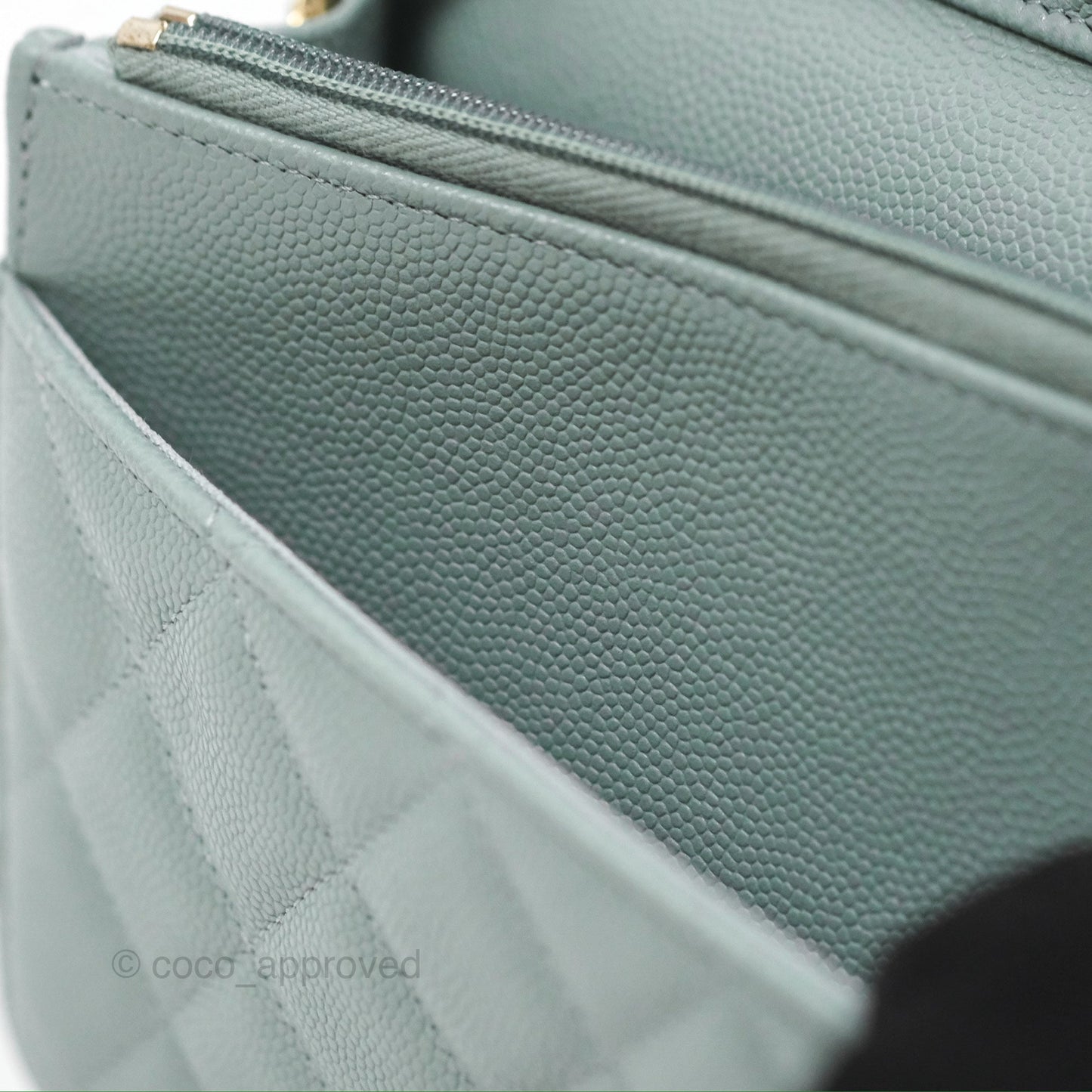 Chanel Quilted Classic Wallet on Chain WOC Green Caviar Silver Hardware