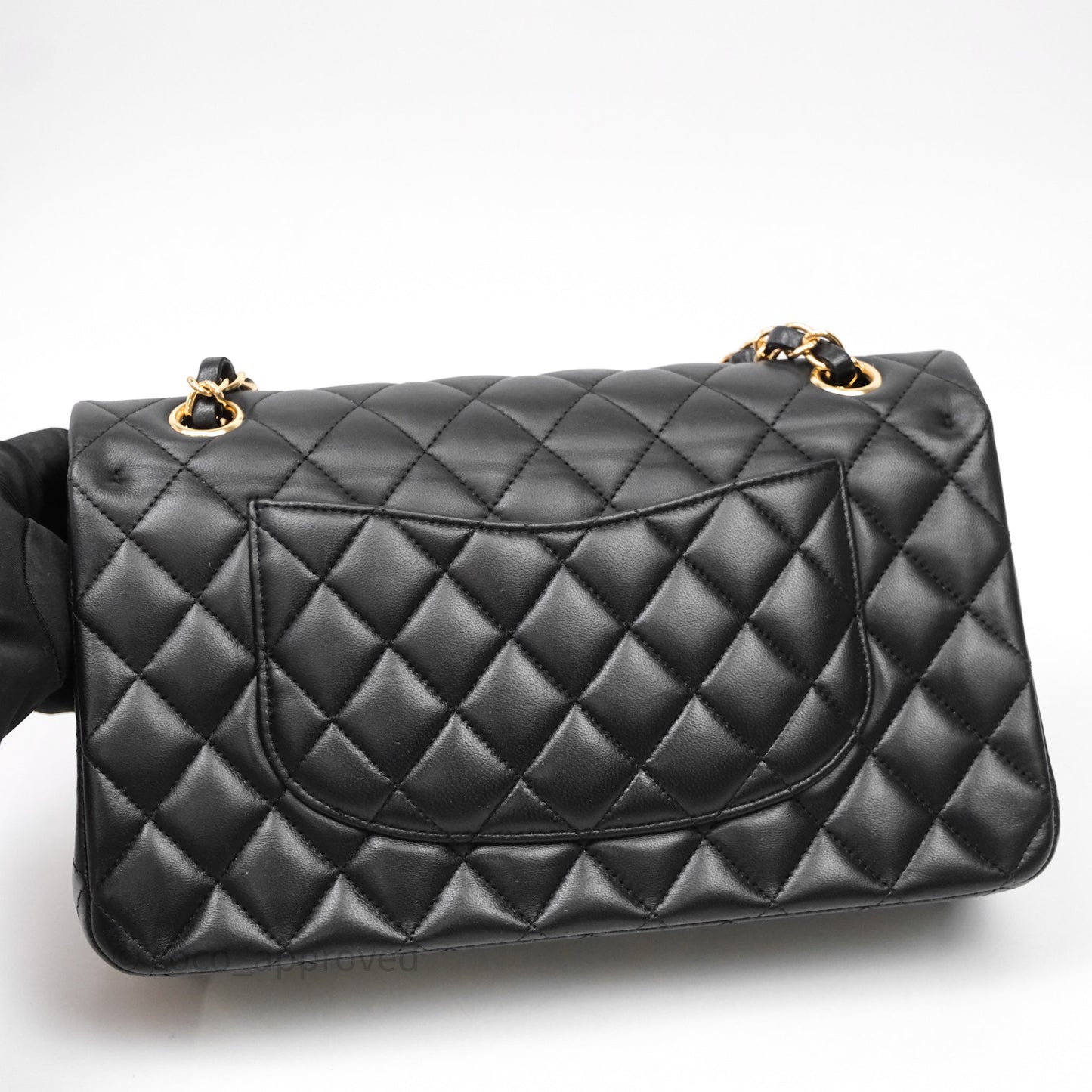 Chanel Classic M/L Medium Flap Quilted Black Lambskin Gold Hardware
