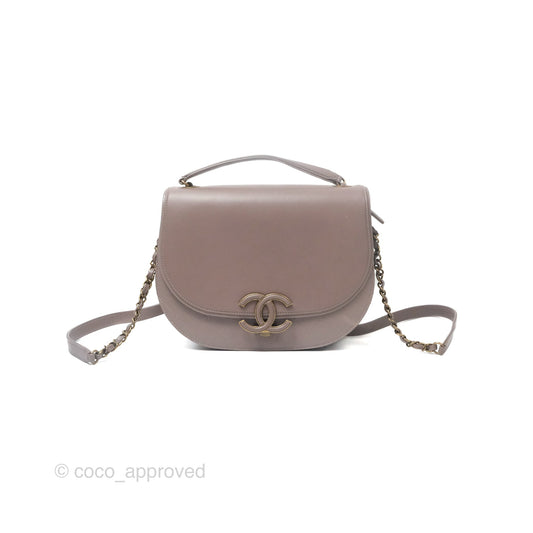 Chanel Coco Curve Flap Burnished Lilac Grey Calfskin Goatskin Antique Gold Hardware