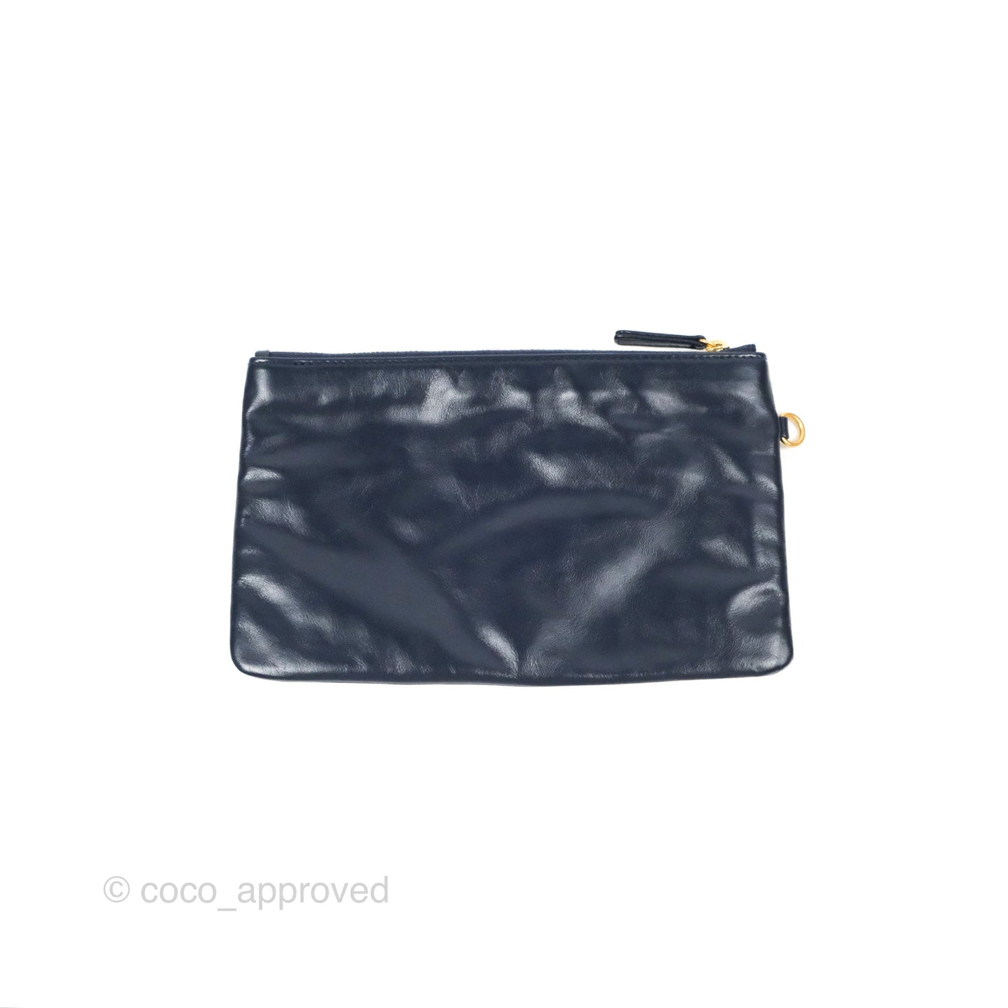 Chanel 22 Medium Navy Shiny Calfskin Aged Gold Hardware