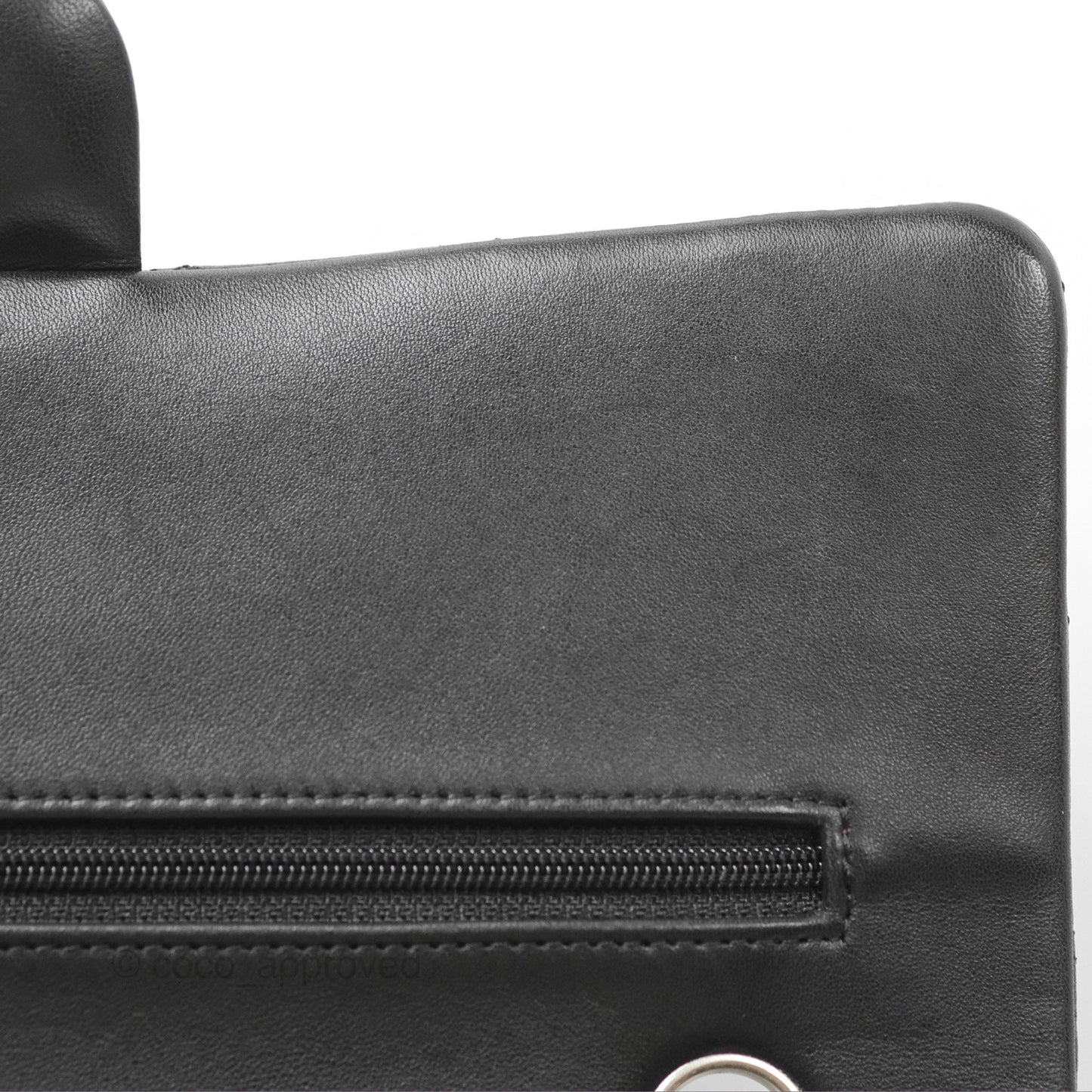 Chanel Classic M/L Medium Flap Quilted Black Lambskin Silver Hardware