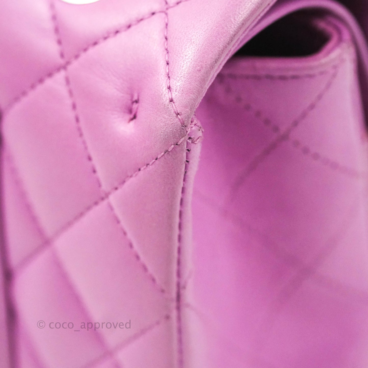 Chanel Classic M/L Medium Double Flap Purple Lambskin Silver Hardware