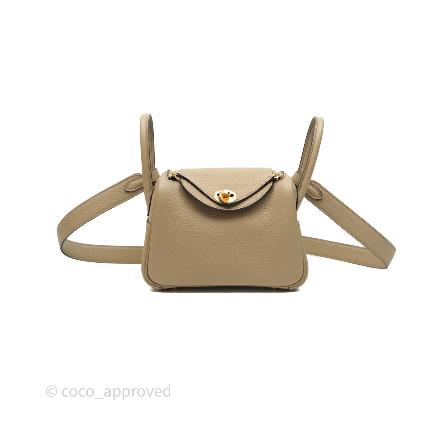 Hermès Mini Lindy 20 Beige Marfa 8Q Clemence Gold Hardware