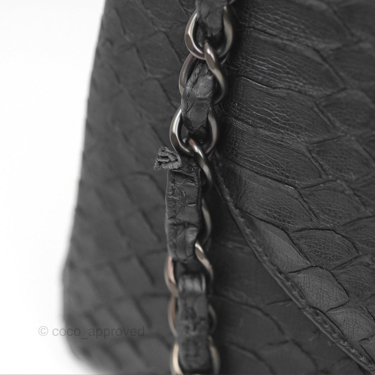 Chanel Maxi Double Flap Black Python Matte Black Hardware