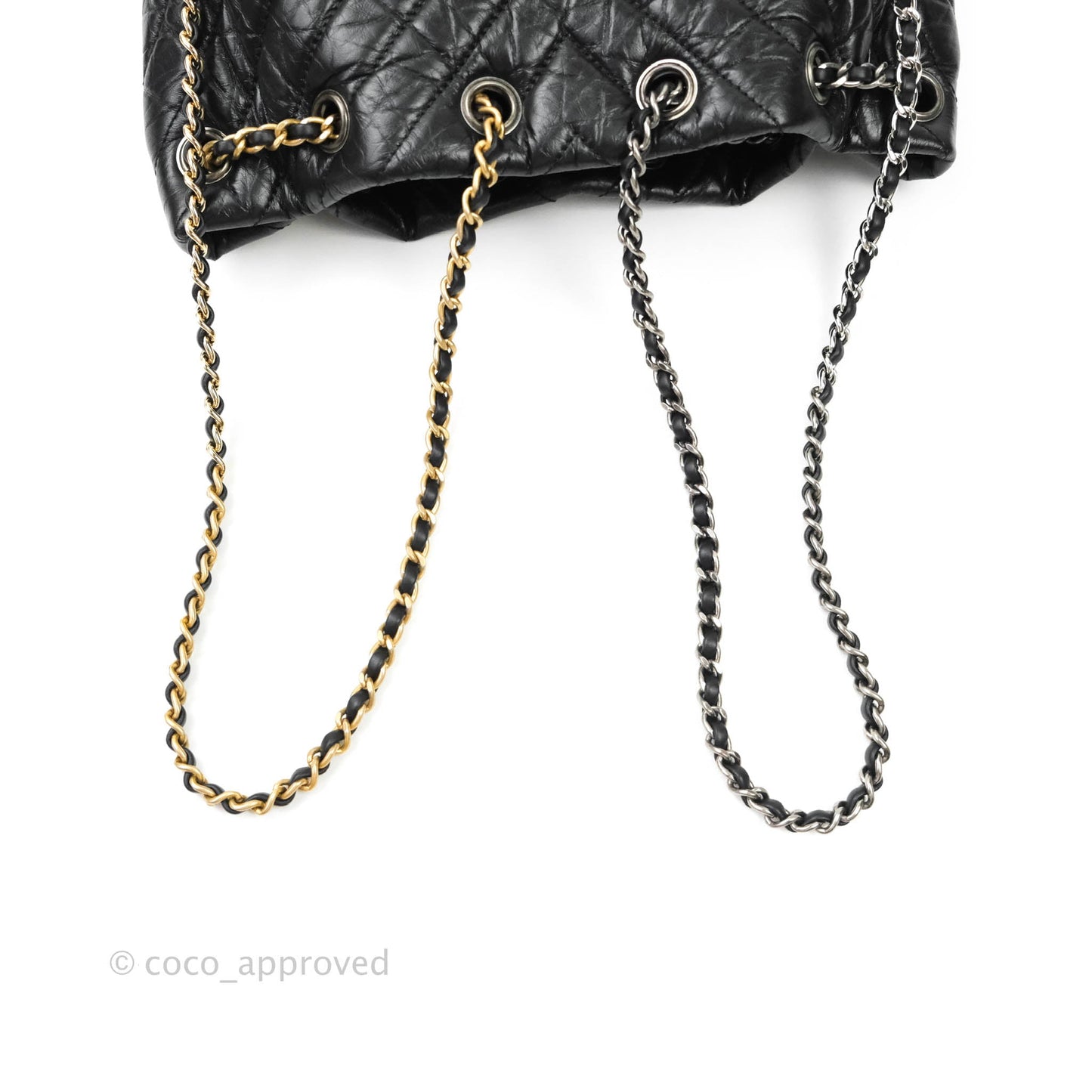Chanel Small Chevron Gabrielle Backpack Black Aged Calfskin