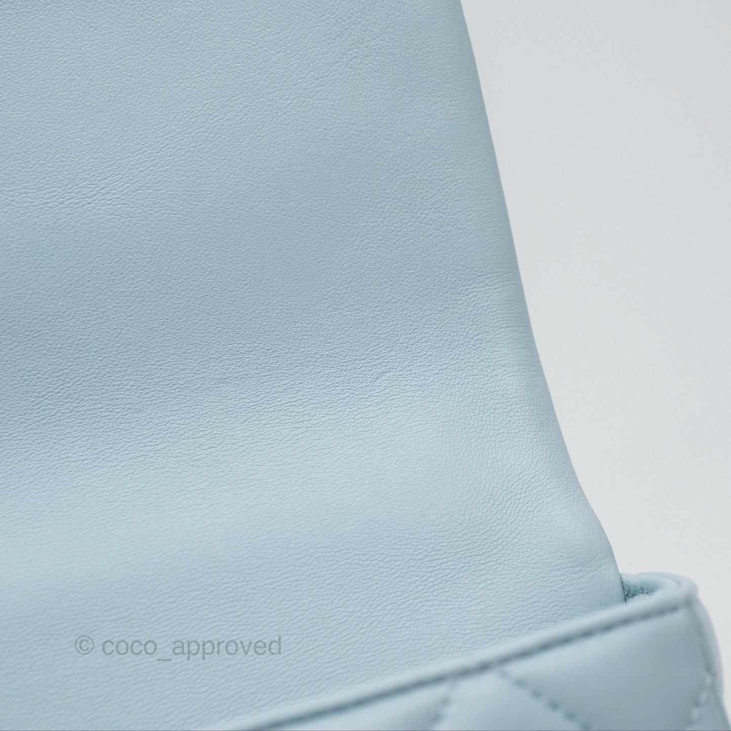 Chanel Quilted Enamel Pending CC Small Square Flap Baby Blue Lambskin 22P